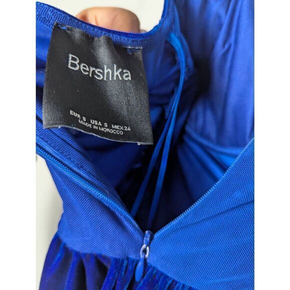 Bershka blue velour mini dress US Small - Picture 3 of 7